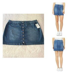 Wallflower Denim Button Front Mini Skirt Sz 24W NWT